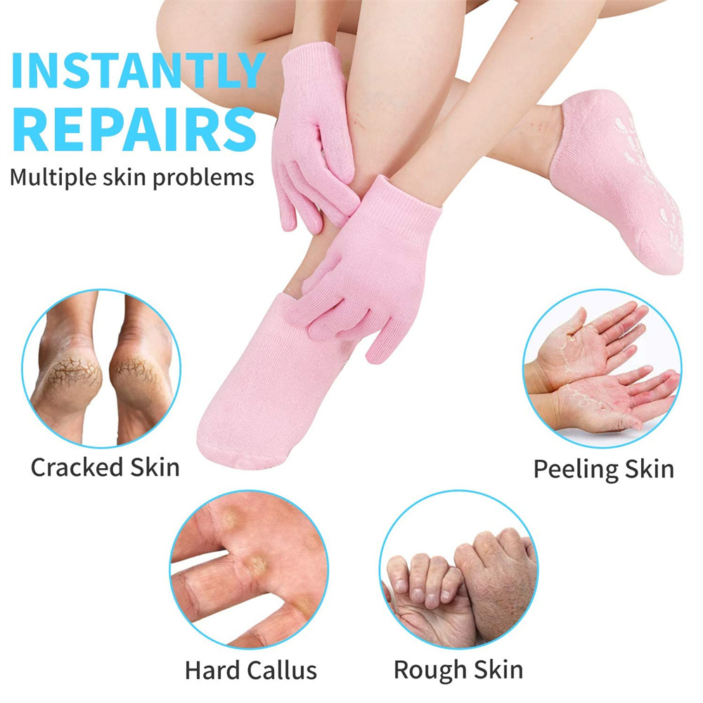 Ruyan Moisturizing Gloves and Socks Gel Spa Moisturizing Therapy Sock Glove Soften Repairing Dry Cracked Hands Feet Skin Care