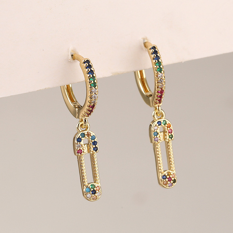 High Quality 18K Gold Plated cherry dragon Hoop Earring With Luxury Colorful Zircon Earrings SL-E046