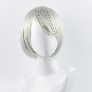 New2024 Silver Grey Wig Inspired by Nier Automata 2B Cosplay Short Hair Wig for Women Nier Mechanical Era Synthetic Hairpiece