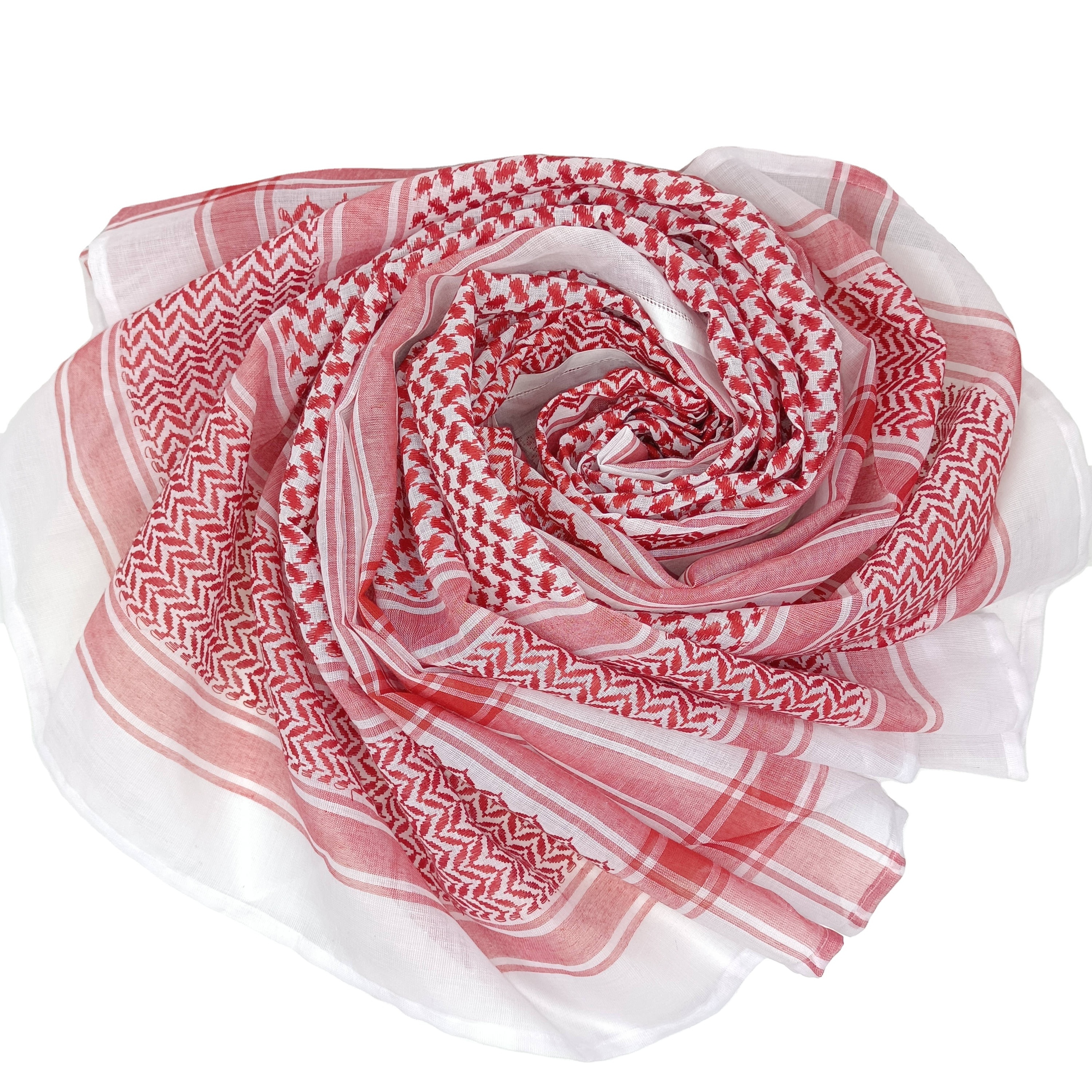 100% cotton 80S/2 red and white Arab Scarf Desert Shemagh Palestinian Woven Scarf Kuffiyeh