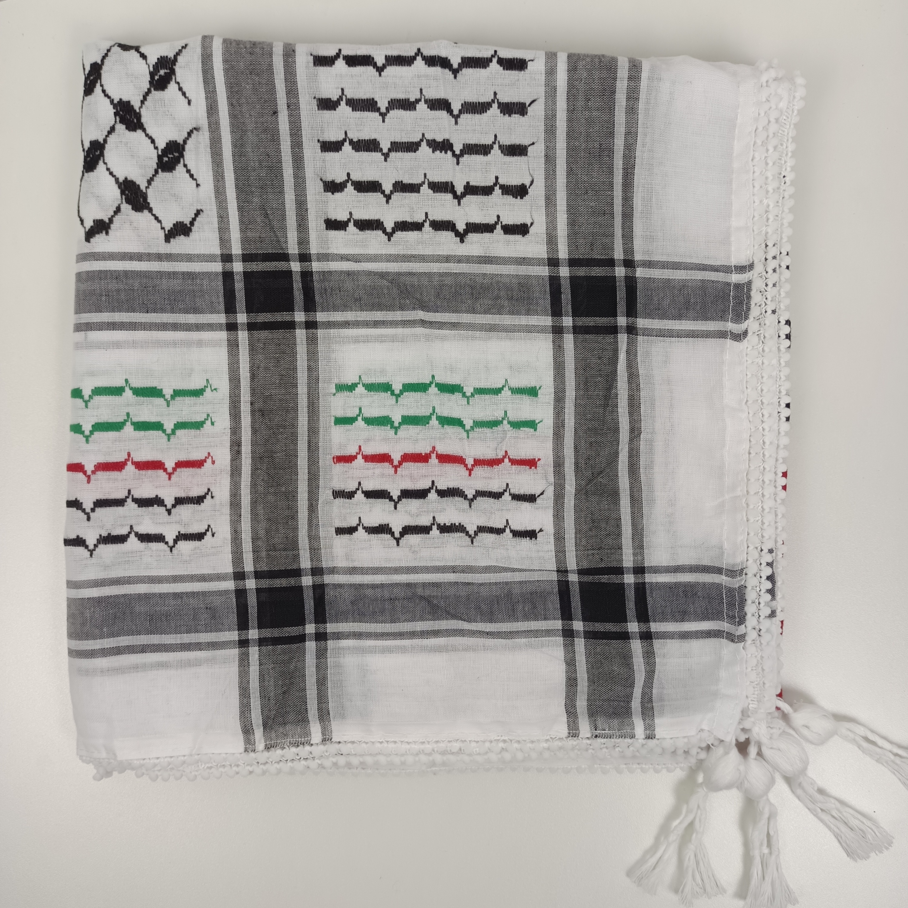 Men Yashmagh Shemagh red and green Arab Men Arafat Scarf Keffiyeh palestine scarf with tassel