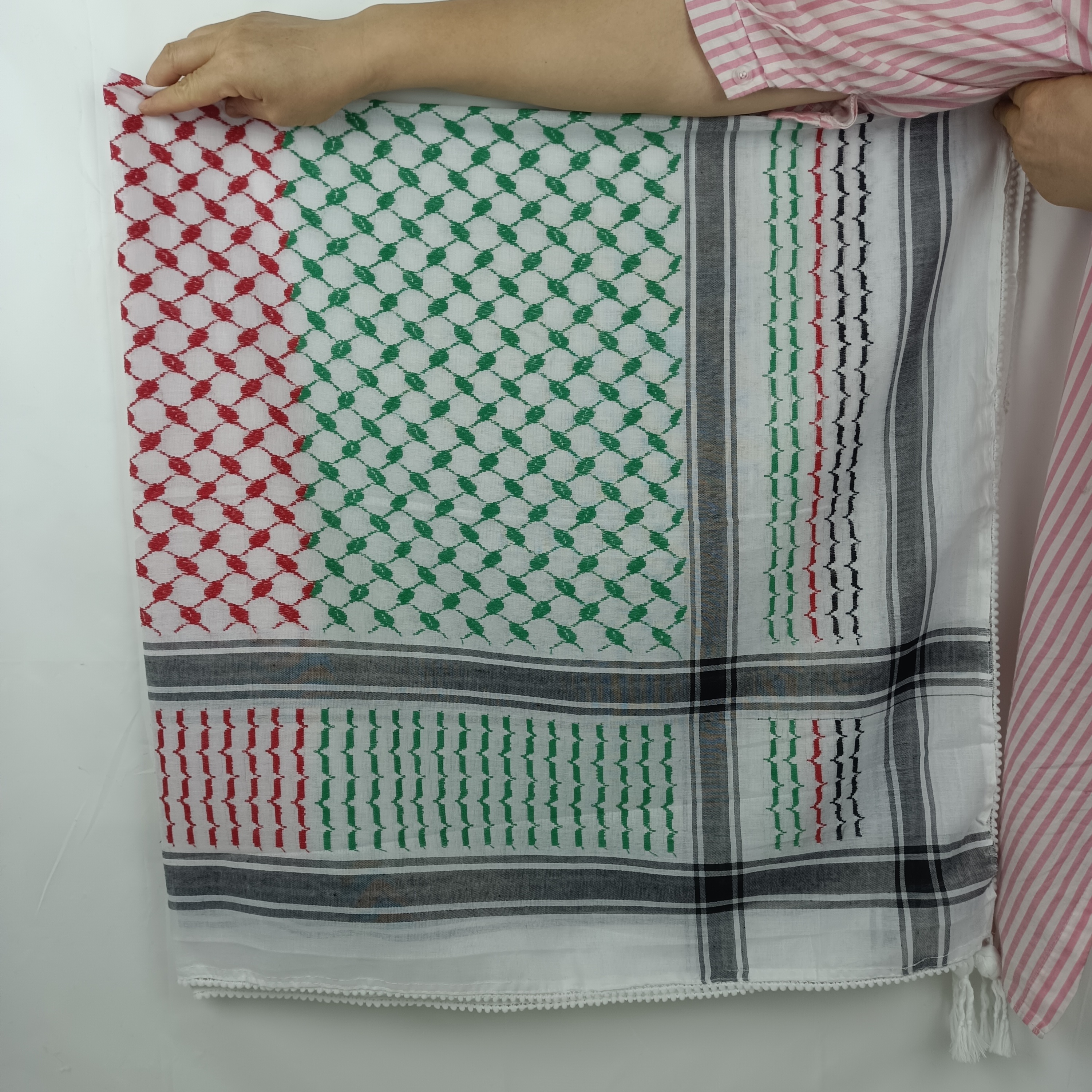 Men Yashmagh Shemagh red and green Arab Men Arafat Scarf Keffiyeh palestine scarf with tassel