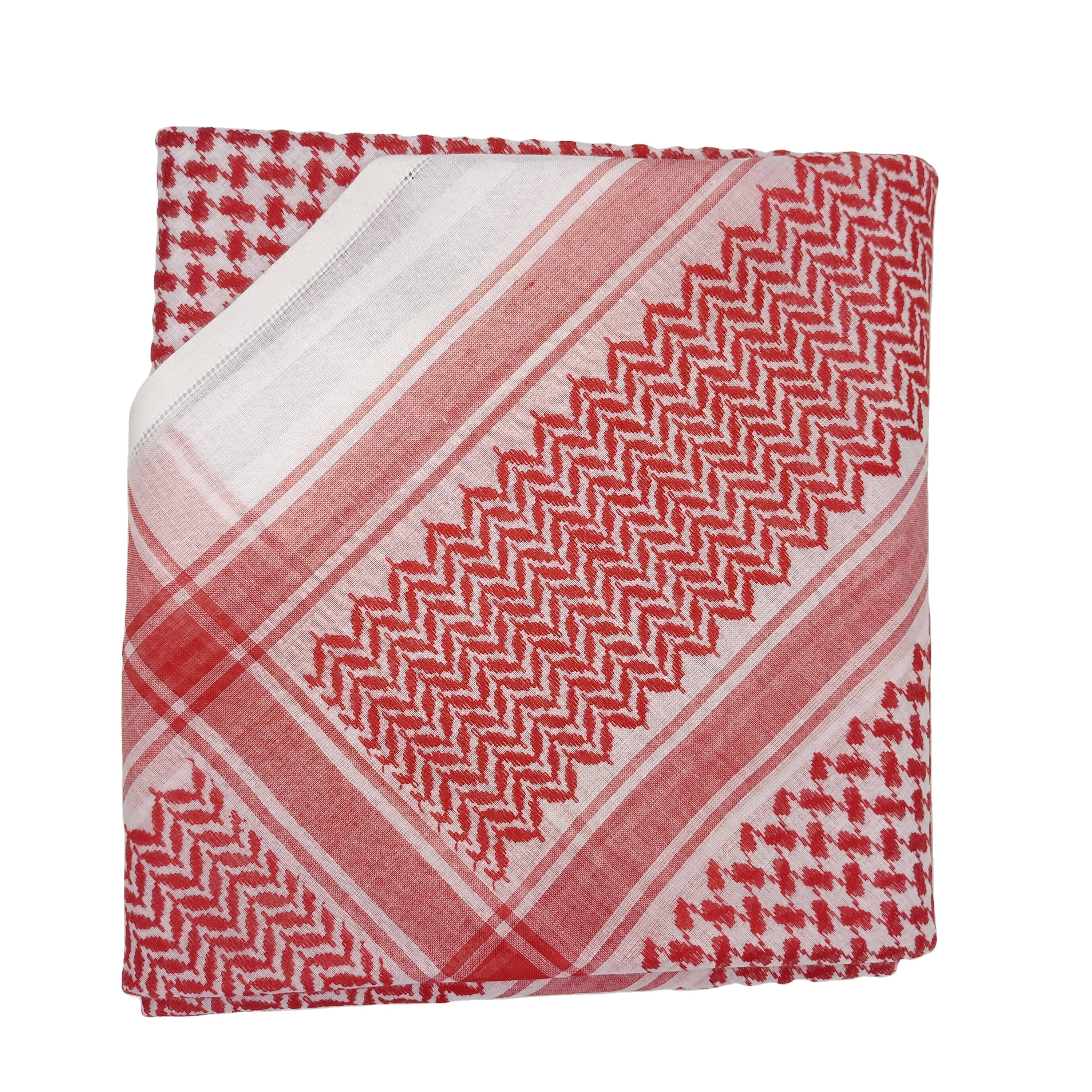 100% cotton 80S/2 red and white Arab Scarf Desert Shemagh Palestinian Woven Scarf Kuffiyeh