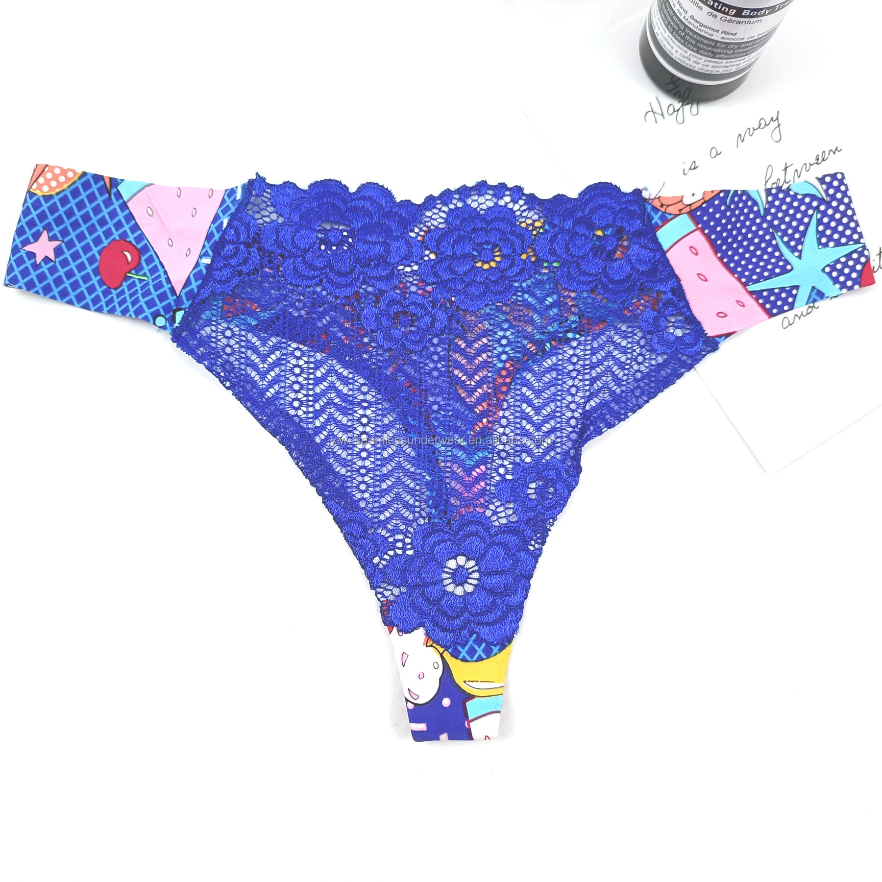 Factory OEM hot sale young girls nylon lace printing Thongs for women custom