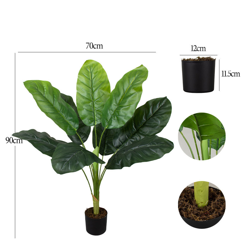 Home Garden Decorative Artificial Trees Faux Banana Bonsai Banana Leaf Plants Traveler Banana Palm Tree