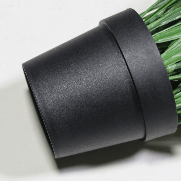 Artificial Bonsai Potted Plant For Home Gardening Customized Green Monochrome 21 Cm High Small Black Pot Spring Grass