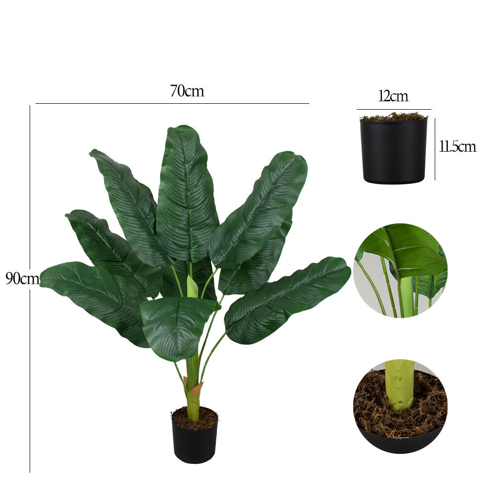 Home Garden Decorative Artificial Trees Faux Banana Bonsai Banana Leaf Plants Traveler Banana Palm Tree