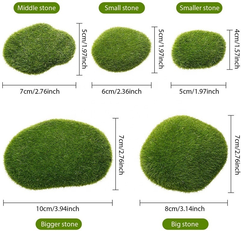 Artificial Moss Rocks Decorative Faux Green Moss Covered Stones