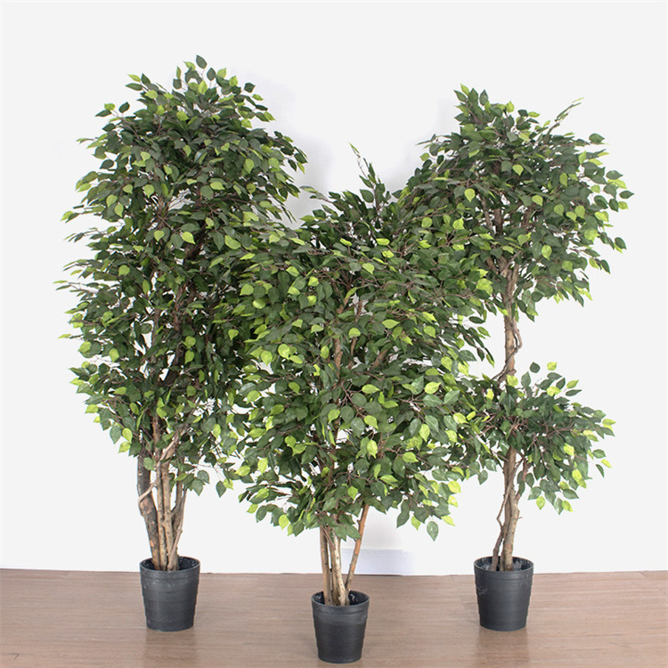 Artificial Ficus Tree Plastic Decorative Plants Wood Trunks Real Touch Technology with Nursery Pl for Indoor Outdoor Home Office