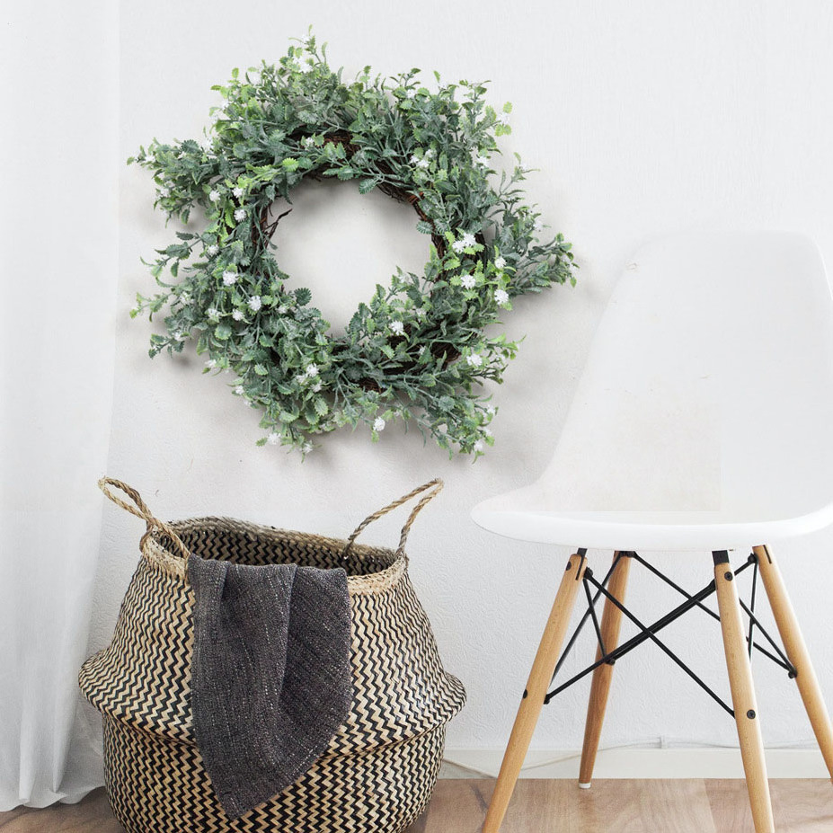 Home Decor Christmas Decoration Cedar Snowy Pine Leaf With Pinecones And Berries Christmas Garland Wreath