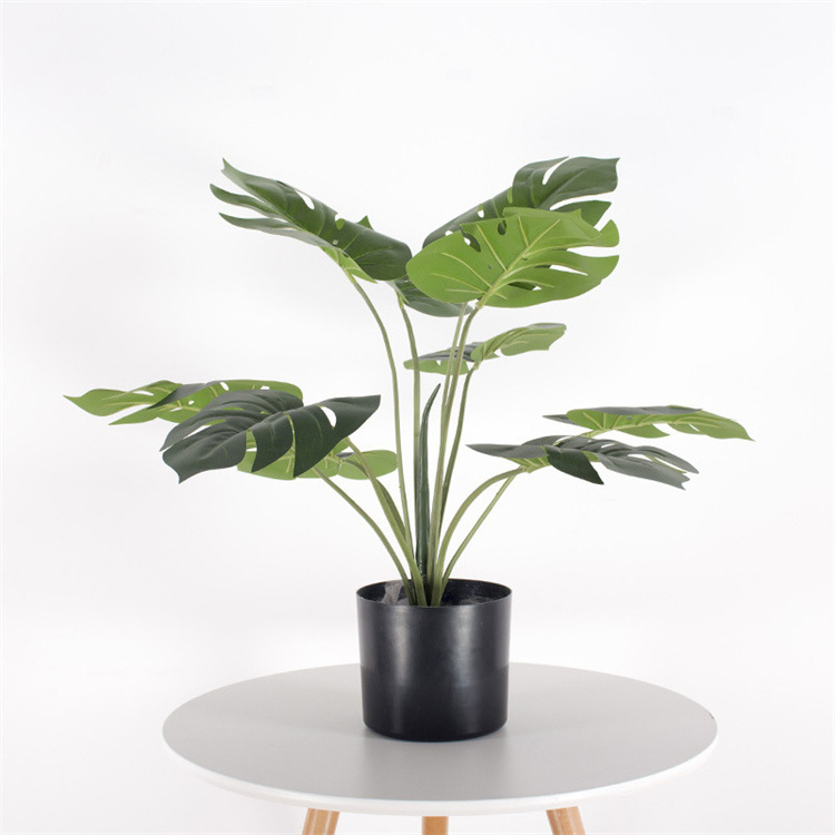 Artificial Monstera Deliciosa Plant Fake Tropical Palm Outdoor Decor Tree Perfect Faux Swiss Cheese Plants in Pot for Indoor