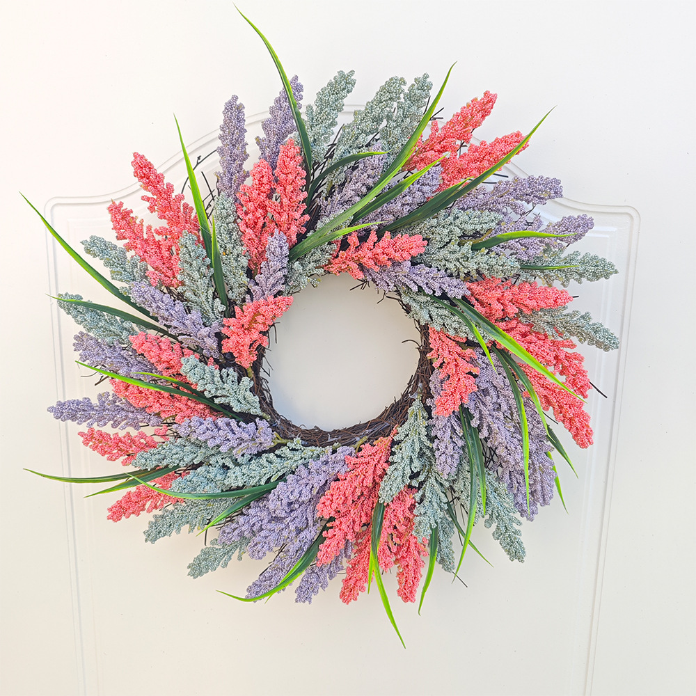 Plastic Purple Leaf 45cm Artificial Flower Paper Handmade Lavender Garland For Front Door Wall Window Party Wedding