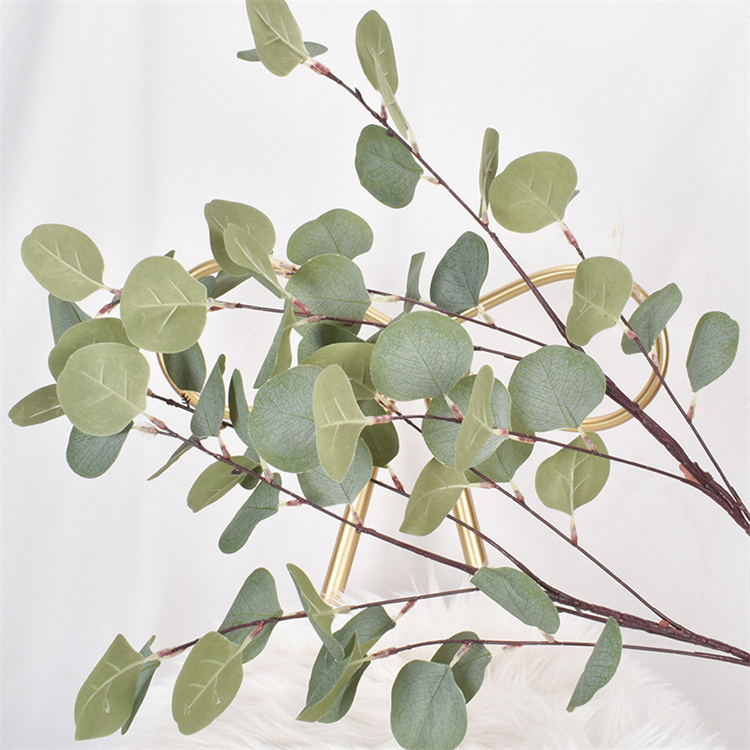 Artificial Greenery Stems Eucalyptus Leaf Spray in Green Greenery Stems Silk Plastic Plants Floral for Home Party Wedding Decor