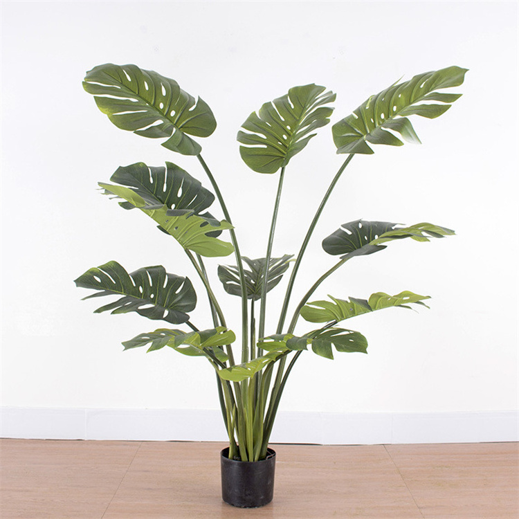 Artificial Monstera Deliciosa Plant Fake Tropical Palm Outdoor Decor Tree Perfect Faux Swiss Cheese Plants in Pot for Indoor