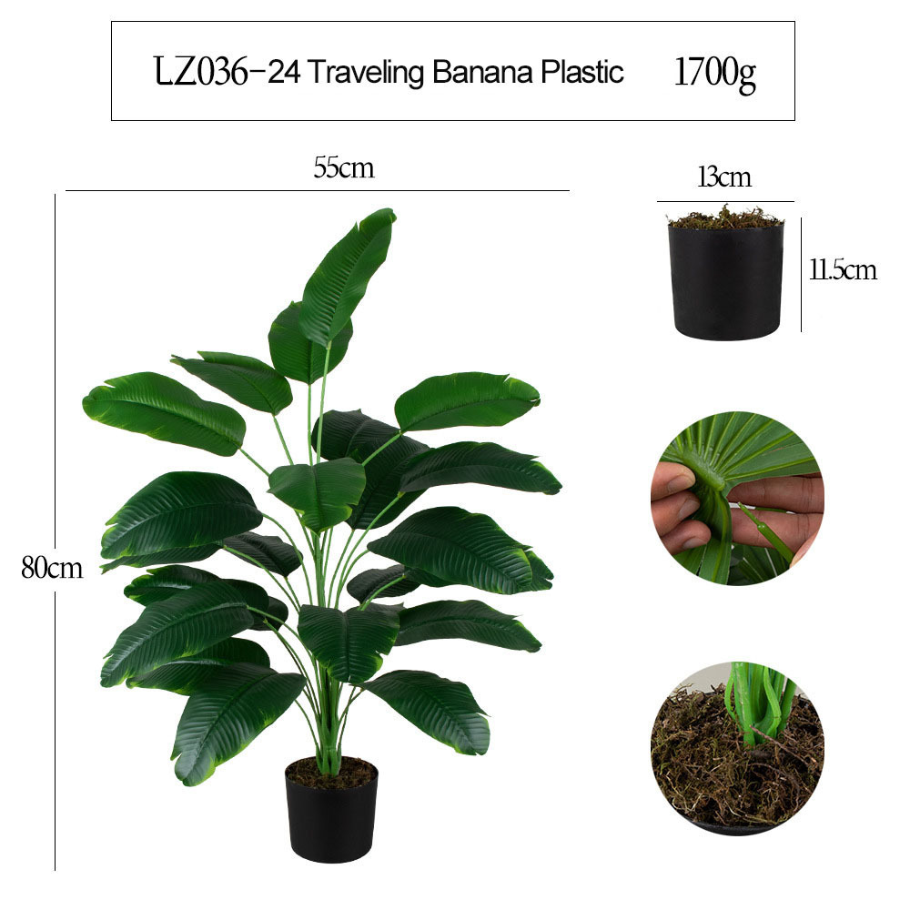 New Style Big Artificial Plant Green Decorative Traveler's Banana Tree In Pot Tropical Tree Bonsai Indoor Outdoor Decor