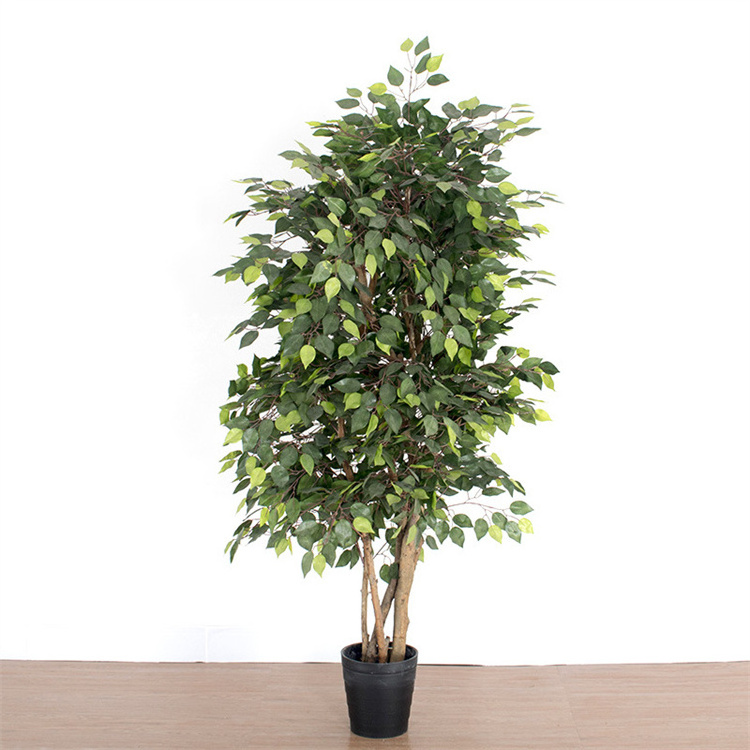 Artificial Ficus Tree Plastic Decorative Plants Wood Trunks Real Touch Technology with Nursery Pl for Indoor Outdoor Home Office