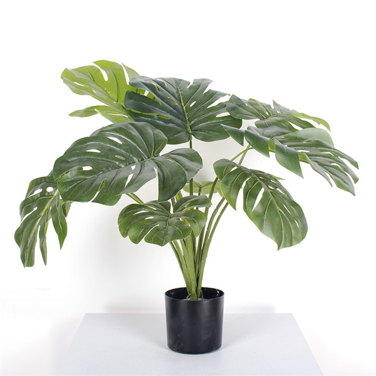 Artificial Monstera Deliciosa Plant Fake Tropical Palm Outdoor Decor Tree Perfect Faux Swiss Cheese Plants in Pot for Indoor