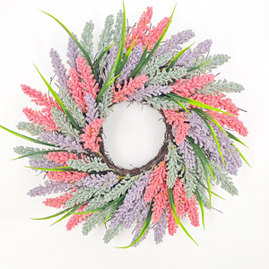 Plastic Purple Leaf 45cm Artificial Flower Paper Handmade Lavender Garland For Front Door Wall Window Party Wedding