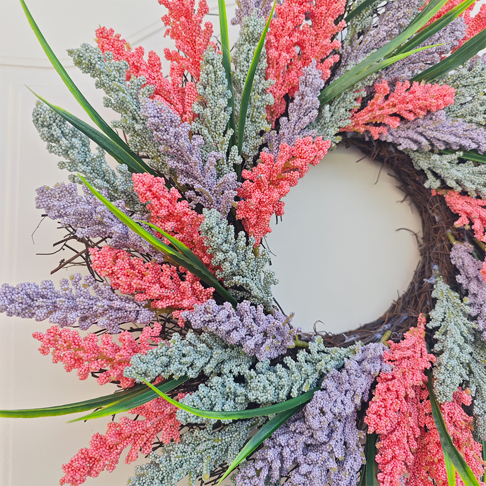 Plastic Purple Leaf 45cm Artificial Flower Paper Handmade Lavender Garland For Front Door Wall Window Party Wedding