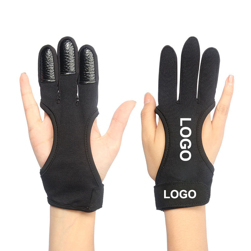 Archery Protective Gear Accessories Three Finger Nylon Leather Archery Protective Gloves For Kids Youth Adults