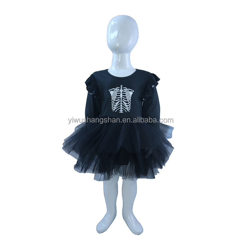 New Arrival Baby Girls Long Sleeve Tutu Dress Custom Cherry Printed Kids Puff Mesh Rompers