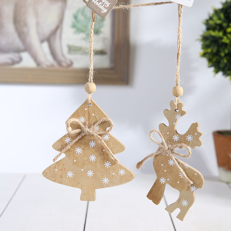 Christmas tree decoration angel elk wooden small pendant Christmas love wood chip crafts hanging ornaments wholesale