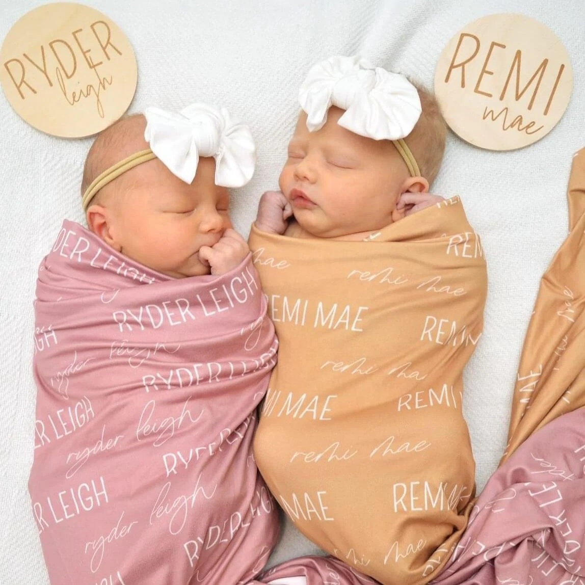 Custom Personalized Baby Name Swaddle Blanket Graphic Neutrals