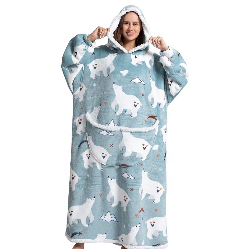 Custom Animal Onesie  Pajamas Wearable Blanket Sherpa Fleece Blanket