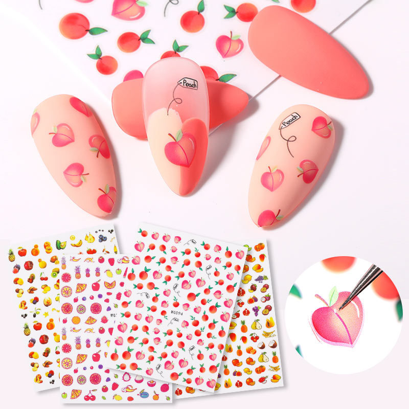 3D Summer Nail Art Sticker Sunflower Fruits Shape  Gel Nail Sticker