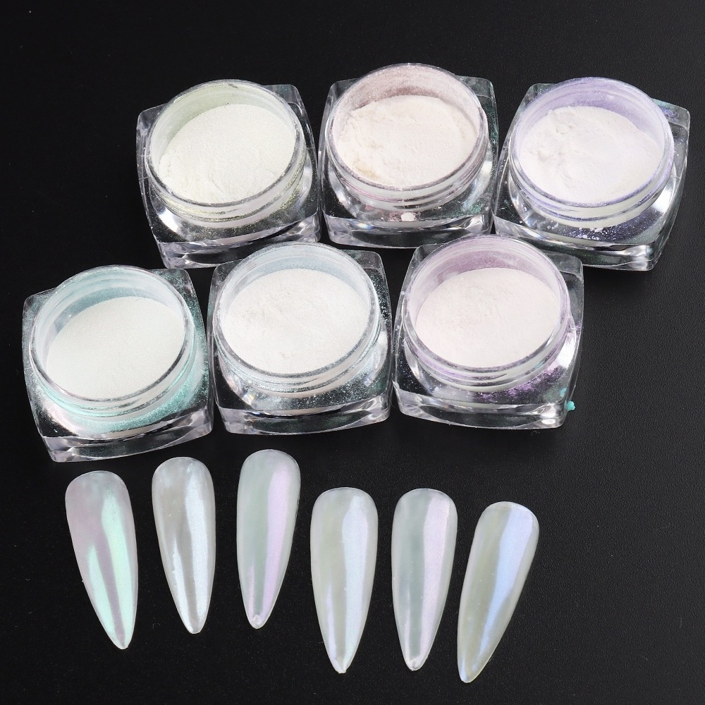 Best Sale Mirror Nail Powder Pigment White Pearl Acrylic Powder Glitter Aurora Chrome Nail Powder