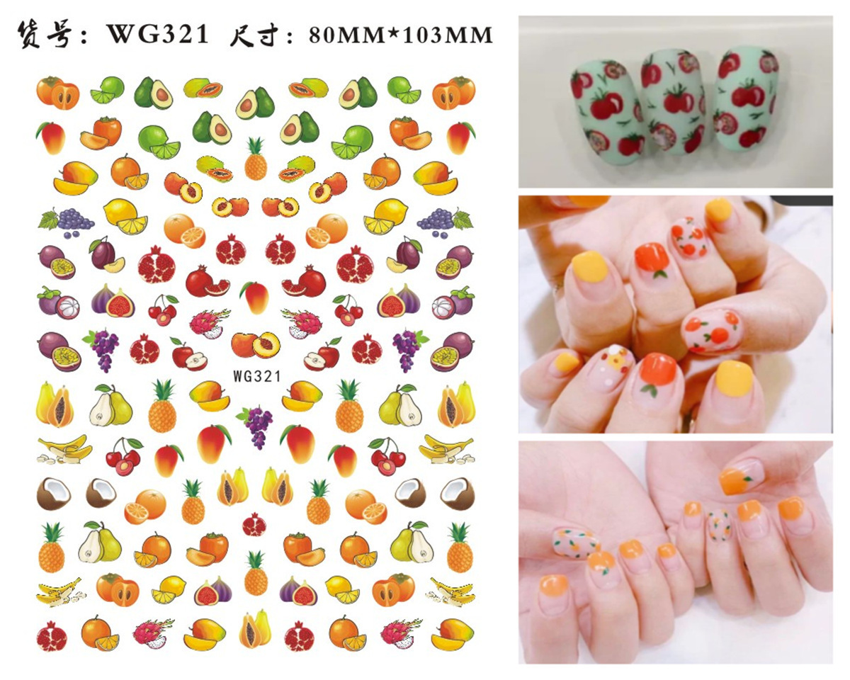 3D Summer Nail Art Sticker Sunflower Fruits Shape  Gel Nail Sticker