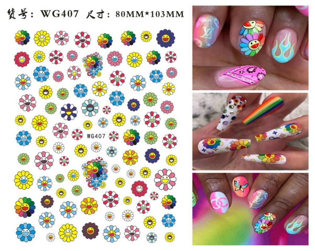 3D Summer Nail Art Sticker Sunflower Fruits Shape  Gel Nail Sticker