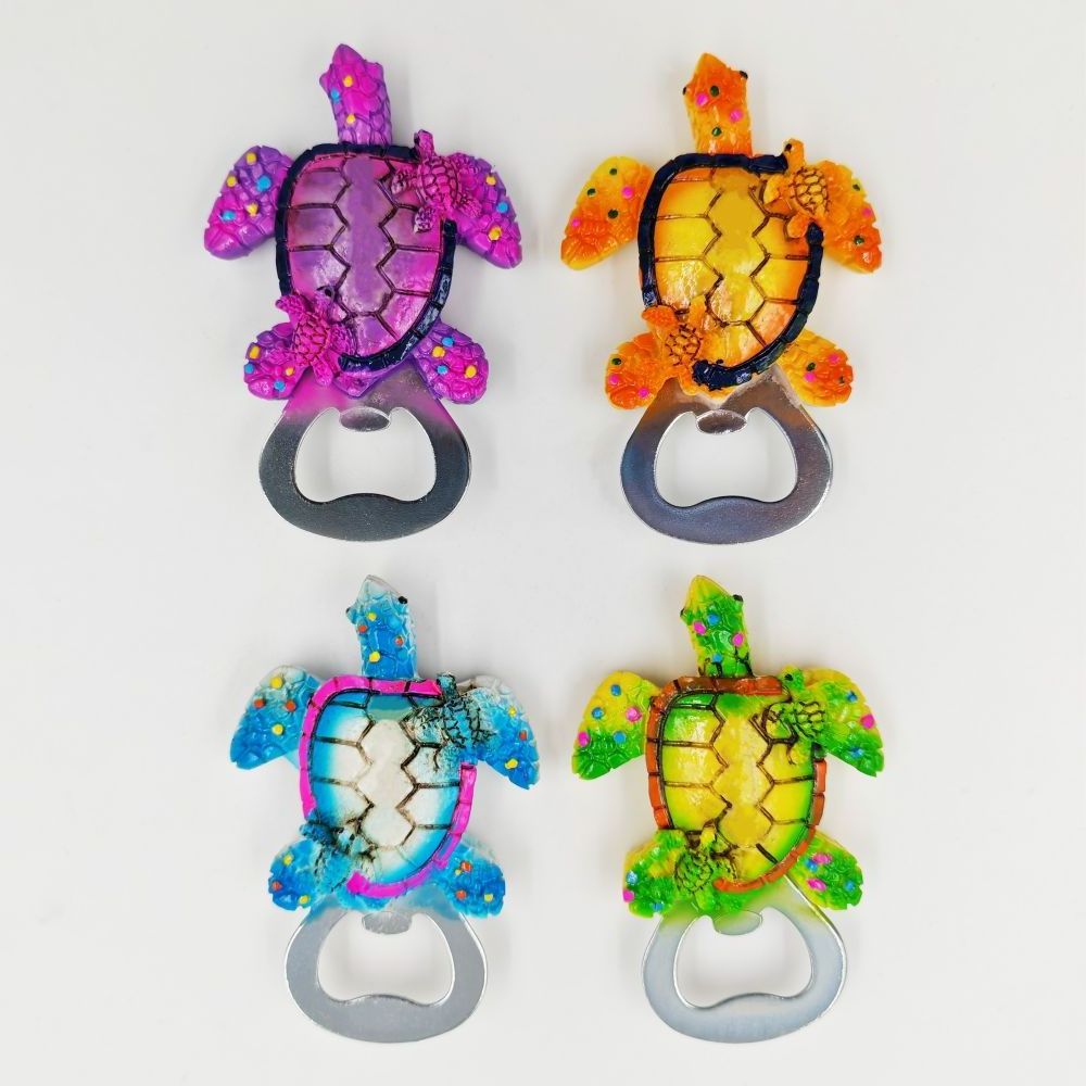 Custom Logo Resin Crafts Hand Painting Fridge Magnets Creative Travel Souvenir 3D Sea Turtle Fridge Magnets Bottle Opener