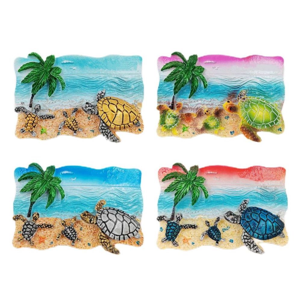 Resin Fridge Magnets Factory Custom Tourist Souvenirs Beach Ocean Coconut Sea Turtle 3D Refrigerator Magnet