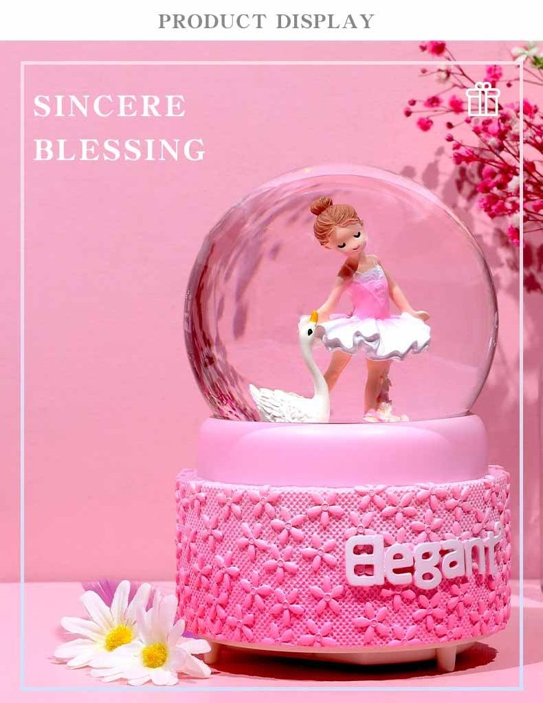 Creative Birthday Gift Girly Heart Ballerina Girl Music Box Crystal Ball Decoration Personalized Music Box Snowball