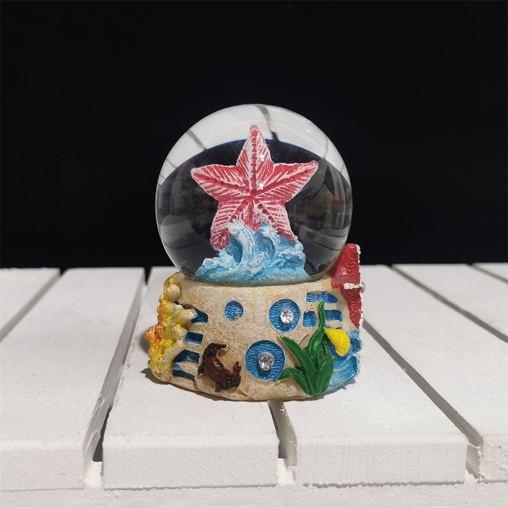 Creative Starfish Snow Globe Crystal Ball Custom Resin Crafts Turtle Snowball Travel Souvenir