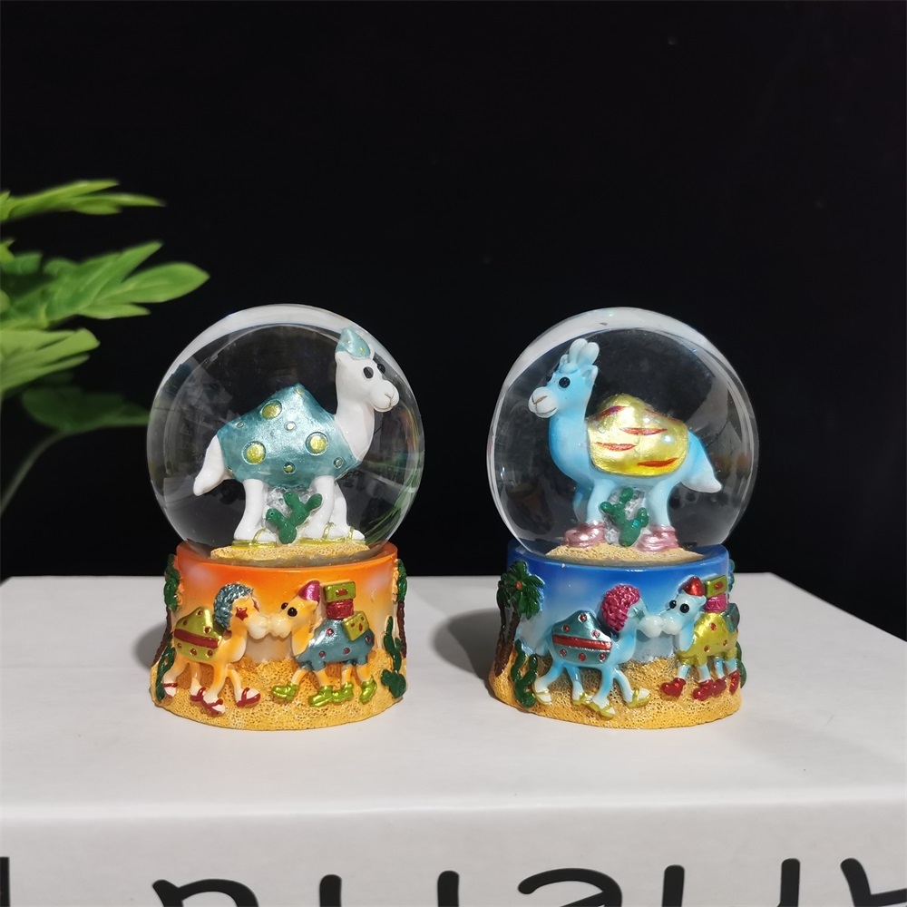 Custom Holiday Decorations Travel Souvenirs Resin Craft 3D Camel Snow Crystal Ball Mini Snowballs