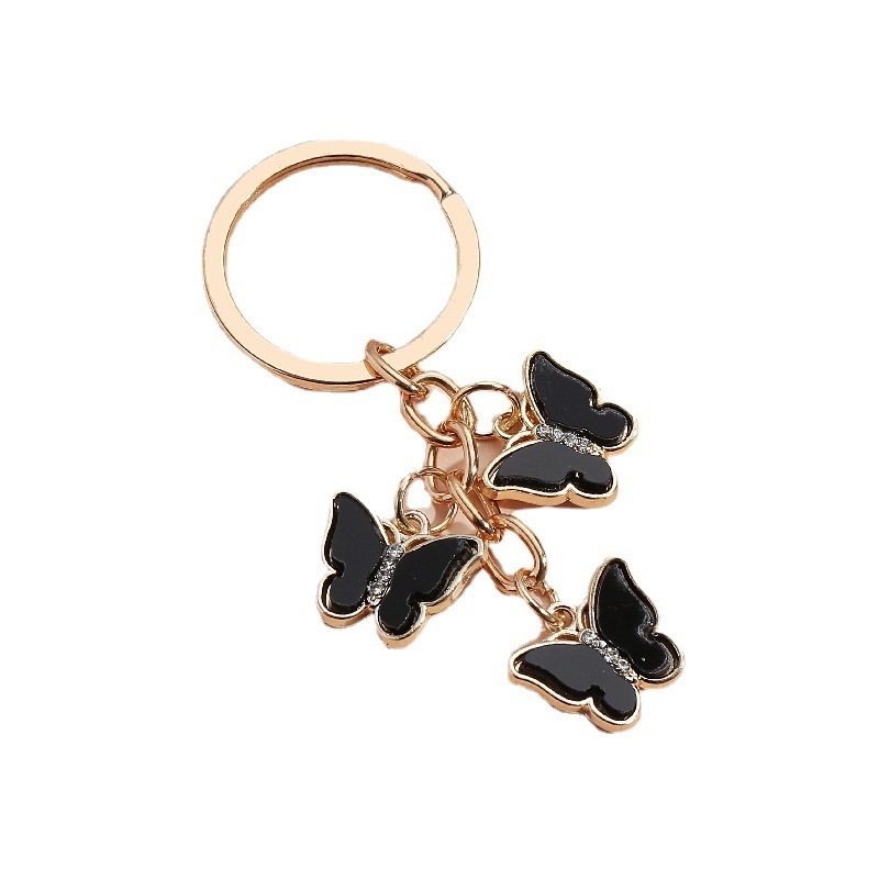 Creative Color With Diamond Acrylic Butterfly Keychain Bag Hanging Accessory Alloy Key Chain