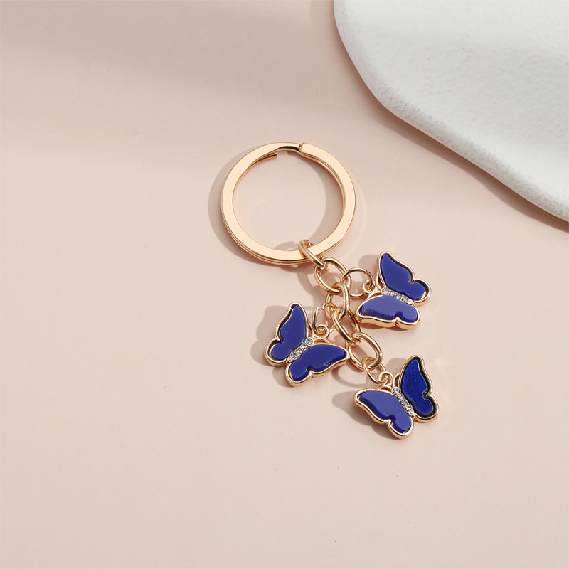 Creative Color With Diamond Acrylic Butterfly Keychain Bag Hanging Accessory Alloy Key Chain