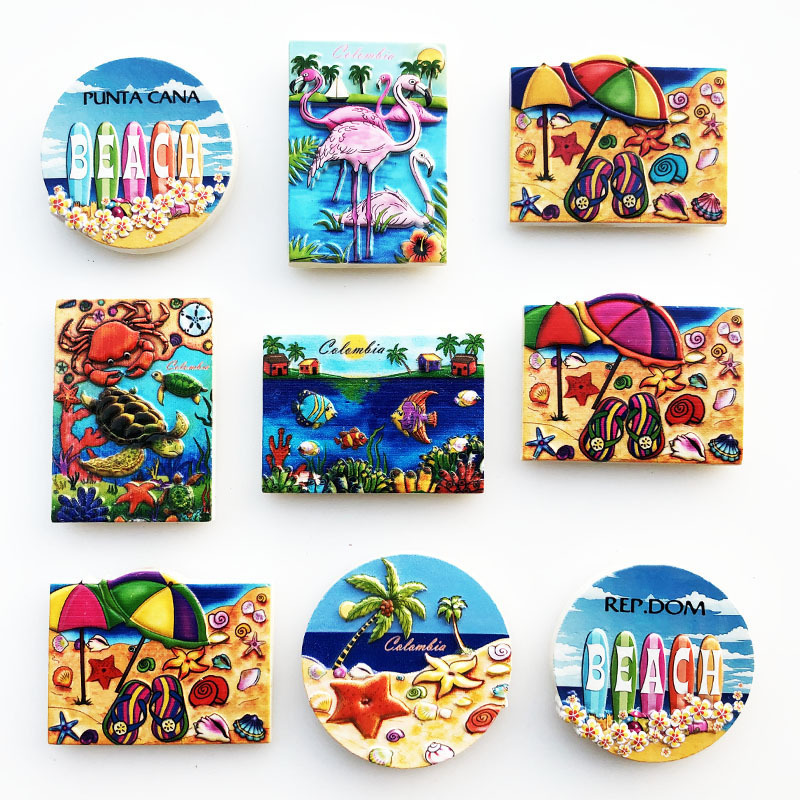 Custom Ocean Style Travel Souvenirs 3D Resin Refrigerator Magnets Wholesale Home Decor Resin Crafts Fridge Magnets