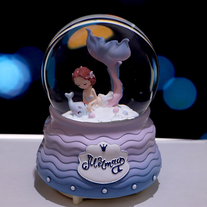 Wholesale Mermaid Music Box Ocean Creative Ornaments Friend Birthday Gift Decoration Crystal Ball Snowball