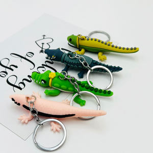 Creative Cartoon Crocodile Keychain PVC Soft Glue Crocodile Lizard Backpack Pendant 3D Keychain