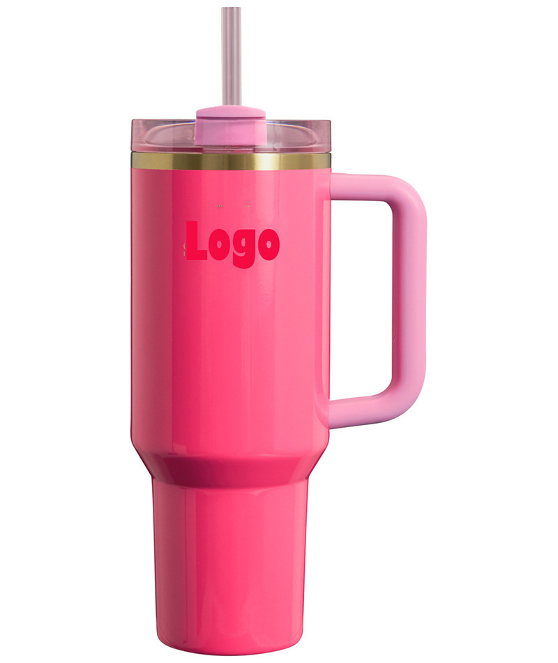 Custom Logo 40oz Gold Plated Copper Tumblers Luxury Pink Sublimation Copper Powder Coated Valentines Day Tumblers