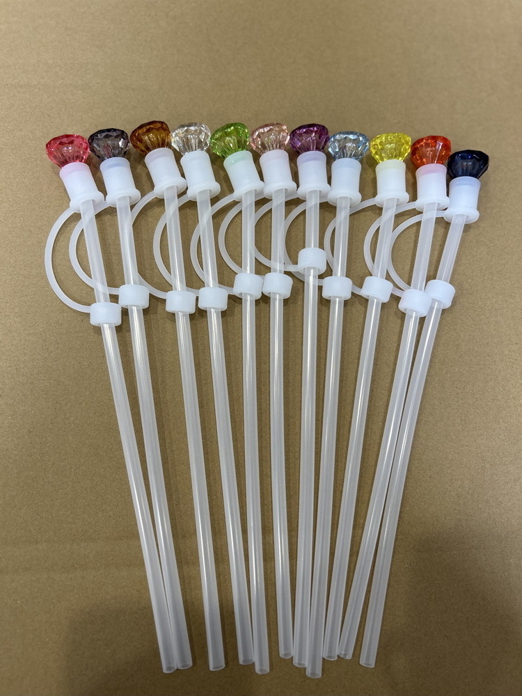 23 Colors Factory Wholesale White and Black Diamond Straw Tip Covers 8 10 12mm Straw Dust Toppers