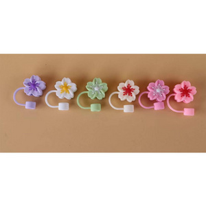 New Sakura Flower Bottle Stopper Silicone Straw Dust Plug Tumbler Cup Straw Rubber Toppers