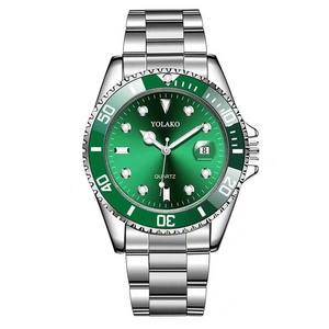 High Quality Brand Custom Logo Green Stainless Steel Business Quartz Wristwatch Casual Watches For Men