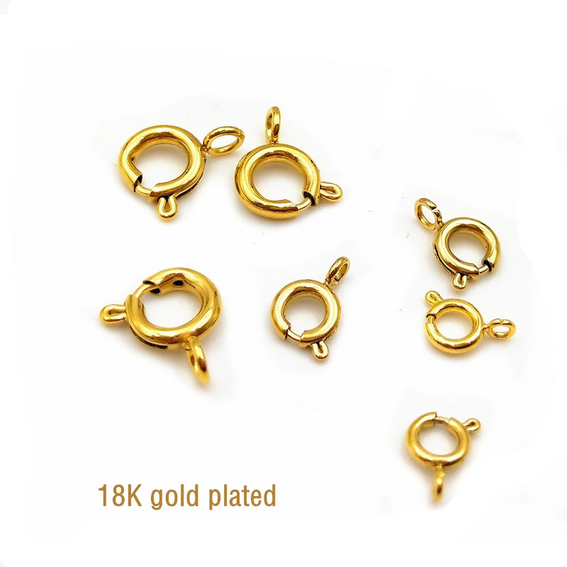 Good Quality Real 18K Gold Vacuum Plated 316L Stainless Steel Sping Clasp for Jewelry Making Bracelet Necklace No Tarnish