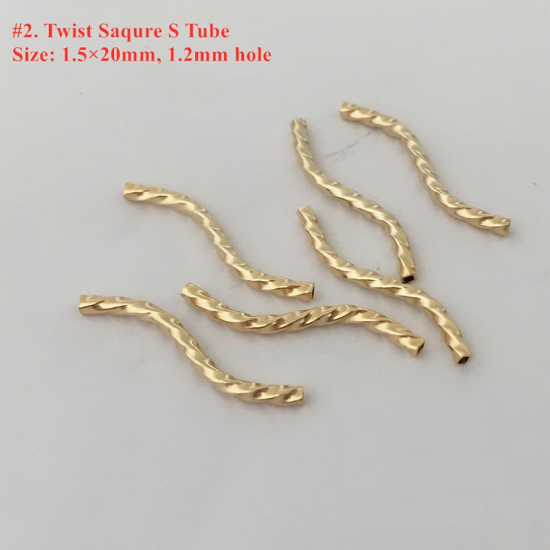 Fashion 14K Gold Filled S Tube Jewelry Findings & Components Bracelet Spacer Tube diy Jewelry Making Accessories