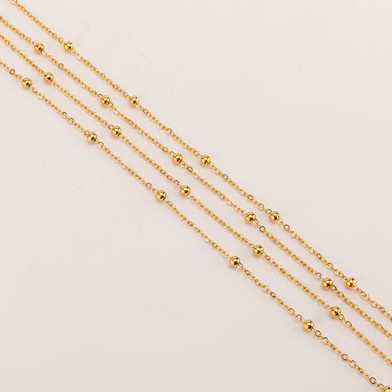 High Quality 18K Gold Plated Stainless Steel Ball Cable Chain for Jewelry Making Necklace