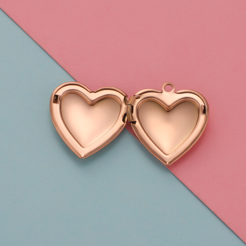 Wholesale Mirror Polished Stainless Steel Frame Locket Picture Box Heart Charms for DIY Sweethearts Jewelry Accessories